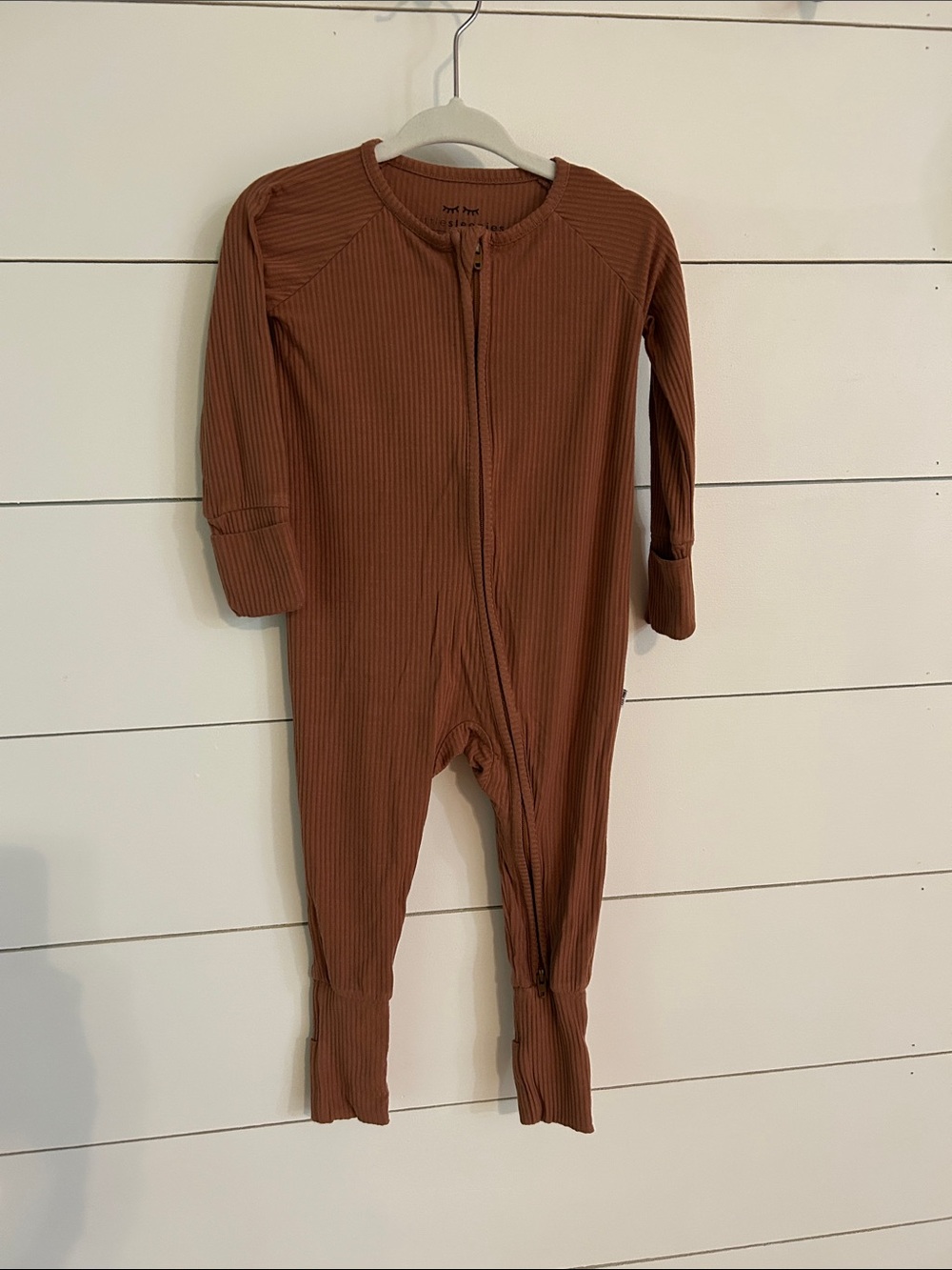 Little Sleepies Brown Ribbed Zippy